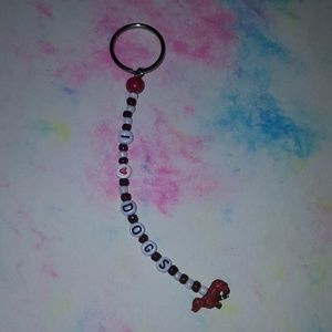 Handmade I love dogs keychain with charm.